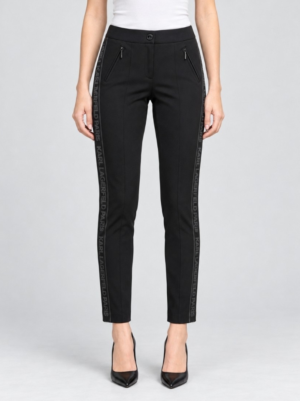 Karl Lagerfeld Paris Logo Tape Compression Pants Black Size 2